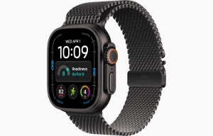 Apple Watch Ultra 4 GPS + Cellular 49 mm z tytanu w kolorze czarnym - Bransoleta mediolańska z tytanu w kolorze czarnym – rozmiar S MJAU4QP/A