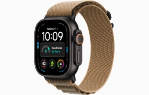 Apple Watch Ultra 4 GPS + Cellular 49 mm z tytanu w kolorze czarnym - Opaska Alpine w kolorze pustyni MKF34QP/A