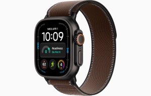 Apple Watch Ultra 4 GPS + Cellular 49 mm z tytanu w kolorze czarnym - Opaska Trail w kolorze ciemnej umbry MKAA4QP/A