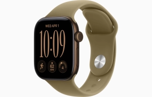 Apple Watch Series 12 GPS 42 mm z aluminium w kolorze ciemnego brązu - Pasek sportowy w kolorze oliwki – rozmiar S/M MJEF4MP/A
