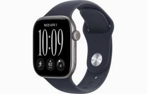 Apple Watch Series 12 GPS 42 mm z aluminium w kolorze gwiezdnej szarości - Pasek sportowy w kolorze granatu – rozmiar M/L MJE94MP/A