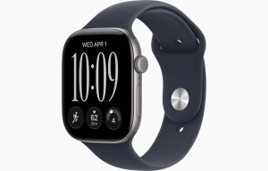 Apple Watch Series 12 GPS + Cellular 46 mm z aluminium w kolorze gwiezdnej szarości - Pasek sportowy w kolorze granatu – rozmiar S/M MJG64MP/A