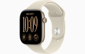Apple Watch Series 12 GPS 46 mm z aluminium w kolorze jasnego złota - Pasek sportowy w kolorze piasku – rozmiar M/L MJEP4MP/A