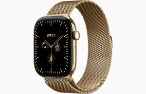 Apple Watch Series 12 GPS + Cellular 46 mm z tytanu w kolorze żywego złota - Bransoleta mediolańska w kolorze żywego złota – rozmiar S/M MJGU4MP/A