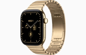 Apple Watch Series 12 GPS + Cellular 46 mm z tytanu w kolorze żywego złota - Bransoleta panelowa w kolorze żywego złota MJNY4MP/A