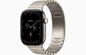 Apple Watch Series 12 GPS + Cellular 46 mm z tytanu w kolorze naturalnym - Bransoleta panelowa w kolorze naturalnym MJQ14MP/A