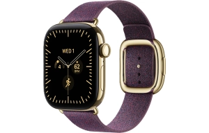 Apple Watch Series 12 GPS + Cellular 42 mm z tytanu w kolorze żywego złota - Pasek w kolorze rubinowej morwy z klamrą nowoczesną ML3K4MP/A
