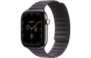 Apple Watch Series 12 GPS + Cellular 46 mm z tytanu w kolorze naturalnym - Karbowany pasek magnetyczny w kolorze północy MKRX4MP/A