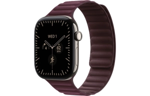 Apple Watch Series 12 GPS + Cellular 46 mm z tytanu w kolorze naturalnym - Karbowany pasek magnetyczny w kolorze burgunda MKRM4MP/A