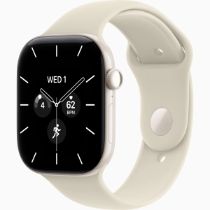 Apple Watch Series 12 GPS + Cellular 46 mm z ceramiki w kolorze białej perły - Pasek sportowy w kolorze piasku – rozmiar M/L MJH24MP/A