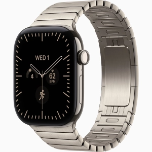 Apple Watch Series 12 GPS + Cellular 46 mm z tytanu w kolorze naturalnym - Bransoleta panelowa w kolorze naturalnym MJQ14MP/A