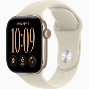 Apple Watch Series 12 GPS 42 mm z aluminium w kolorze jasnego złota - Pasek sportowy w kolorze piasku – rozmiar M/L MJEE4MP/A