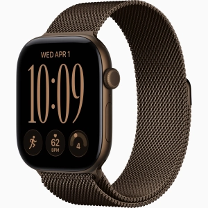 Apple Watch Series 12 GPS + Cellular 46 mm z aluminium w kolorze ciemnego brązu - Bransoleta mediolańska w kolorze ciemnego brązu – rozmiar S/M MKDF4MP/A