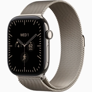 Apple Watch Series 12 GPS + Cellular 46 mm z tytanu w kolorze naturalnym - Bransoleta mediolańska w kolorze naturalnym – rozmiar M/L MJGQ4MP/A