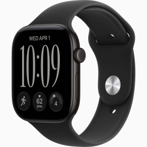 Apple Watch Series 12 GPS + Cellular 46 mm z aluminium w kolorze czarnym - Pasek sportowy w kolorze czarnym – rozmiar M/L MJG94MP/A