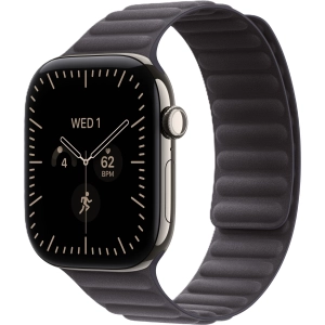 Apple Watch Series 12 GPS + Cellular 46 mm z tytanu w kolorze naturalnym - Karbowany pasek magnetyczny w kolorze północy MKRX4MP/A