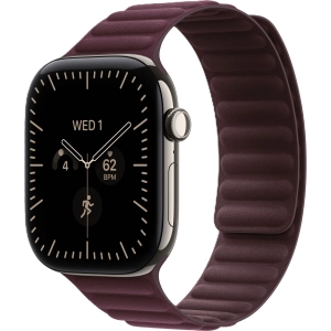 Apple Watch Series 12 GPS + Cellular 46 mm z tytanu w kolorze naturalnym - Karbowany pasek magnetyczny w kolorze burgunda MKRM4MP/A