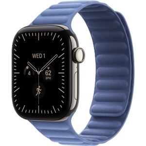 Apple Watch Series 12 GPS + Cellular 42 mm z tytanu w kolorze naturalnym - Karbowany pasek magnetyczny w kolorze polnym niebieskim MKRE4MP/A