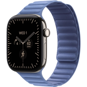 Apple Watch Series 12 GPS + Cellular 46 mm z tytanu w kolorze naturalnym - Karbowany pasek magnetyczny w kolorze polnym niebieskim MKRQ4MP/A