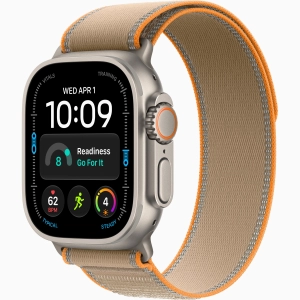 Apple Watch Ultra 4 GPS + Cellular 49 mm z tytanu w kolorze naturalnym - Opaska Trail w kolorze piasku MK8M4QP/A