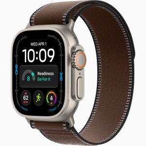 Apple Watch Ultra 4 GPS + Cellular 49 mm z tytanu w kolorze naturalnym - Opaska Trail w kolorze ciemnej umbry MK8J4QP/A