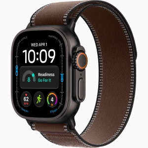 Apple Watch Ultra 4 GPS + Cellular 49 mm z tytanu w kolorze czarnym - Opaska Trail w kolorze ciemnej umbry MKAA4QP/A