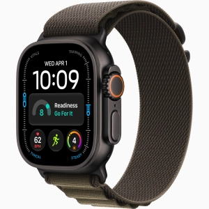 Apple Watch Ultra 4 GPS + Cellular 49 mm z tytanu w kolorze czarnym - Opaska Alpine w kolorze ciemnej oliwki MKDW4QP/A