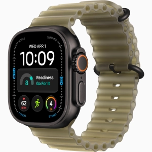 Apple Watch Ultra 4 GPS + Cellular 49 mm z tytanu w kolorze czarnym - Pasek Ocean w kolorze półprzezroczystej szarości MKAV4QP/A