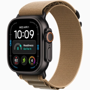 Apple Watch Ultra 4 GPS + Cellular 49 mm z tytanu w kolorze czarnym - Opaska Alpine w kolorze pustyni MKF34QP/A