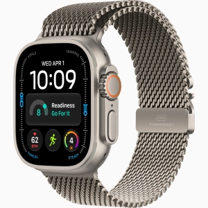 Apple Watch Ultra 4 GPS + Cellular 49 mm z tytanu w kolorze naturalnym - Bransoleta mediolańska z tytanu w kolorze naturalnym – rozmiar M MJA94QP/A