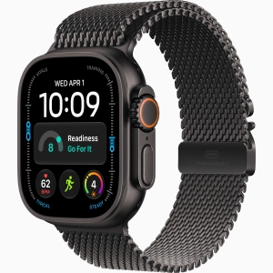Apple Watch Ultra 4 GPS + Cellular 49 mm z tytanu w kolorze czarnym - Bransoleta mediolańska z tytanu w kolorze czarnym – rozmiar M MJAV4QP/A