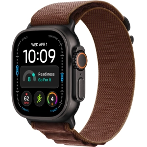 Apple Watch Ultra 4 GPS + Cellular 49 mm z tytanu w kolorze czarnym - Opaska Alpine w kolorze burgunda MKF04QP/A